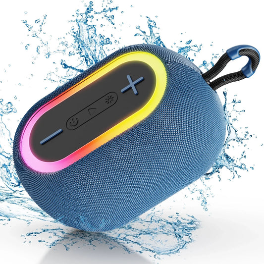FanFun Portable Speaker, 30W Powerful Stereo Sound Bluetooth Speaker with DJ Lights, IPX7 Waterproof Speaker for Outdoor, Travel, Hiking, 6-8H Playtime, Supports Bluetooth, TF card, USB, L1-Blue