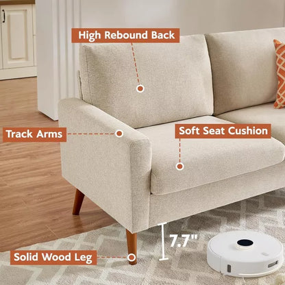 Vipbear 68" Loveseat Sofa,Modern Love Seat Couches for Living Room,Small Couch for Bedroom Office,Comfy Couch with Spring Cushion,Tool-Free Assembly