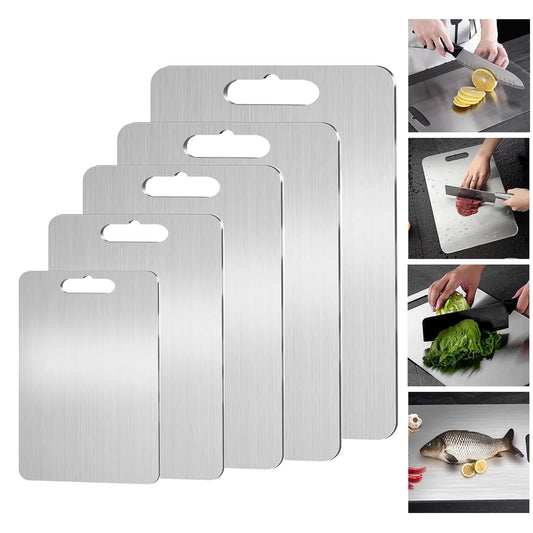 Ywuzuh Titanium Cutting Board, Stainless Steel Cutting Board, Food-Grade Chopping Board for Kitchen Outdoor Camping Meal Prep