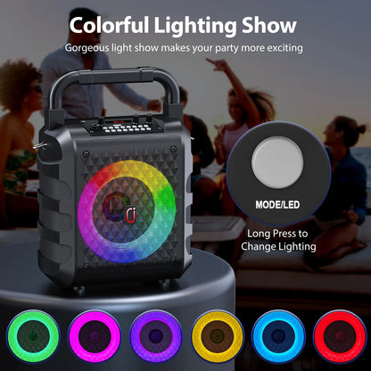 FanFun Karaoke Machine for Adult Kids, Bluethooth Karaoke Speaker with Microphone, Portable Party Speaker with Colorful DJ Light, Deep Bass Karaoke System, Supports USB/ TF card/ AUX-in