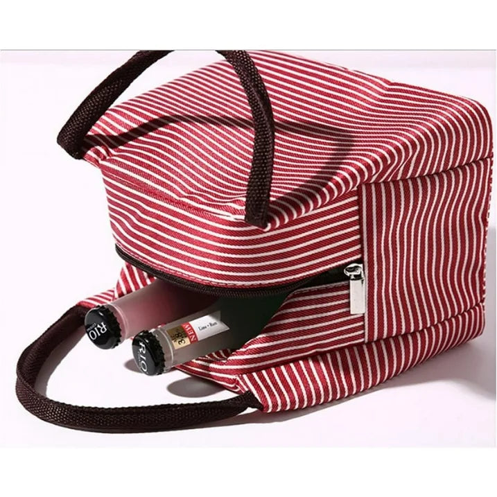 Ywuzuh Stripes Lunch Bag Women,Cooler Tote Bag Insulated Lunch Bento Box Bag, Canvas Portable Tote Thermal Bag for Adult Women and Men for Work