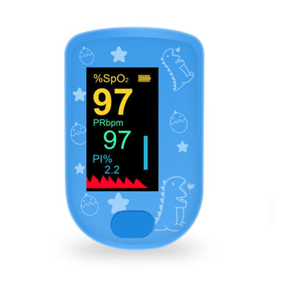 SUWU Pulse Oximeter, Rechargeable Oximeter for Kids  Children, Blood Oxygen Saturation, Pulse Rate Monitor, Cute Cartoon Design, USB C Charging,Blue
