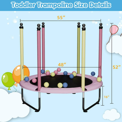 SENCHO GINSYTALIOR Trampoline 55IN Toddler Trampoline for Kids Children Trampoline with enclosure Easy to assemble Outdoor Indoor Trampoline