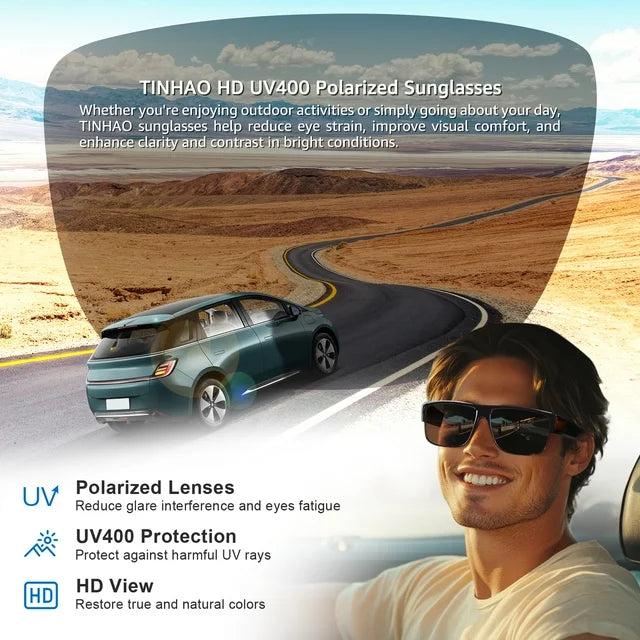 TINHAO Sunglasses Fit Over Glasses for Men Women Square Sun Glasses UV400 Protection Shades