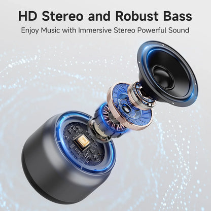 FanFun Bluetooth Speaker, Loud Stereo Sound Portable Speakers with Hand-free Calling, 15H Playtime Party Speaker for Indoor Outdoor, Gray